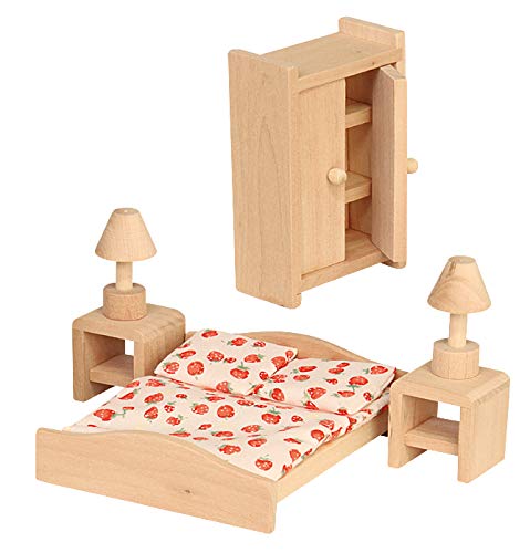 Muebles de casa de muñecas, Dormitorio, 6 Piezas, casa de muñecas de Madera Muebles de casa de muñecas, Dormitorio, 6 Piezas, casa de muñecas de Madera