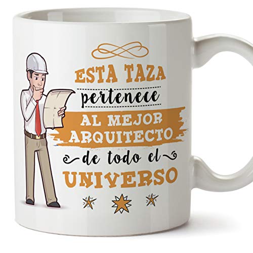 MUGFFINS Arquitecto Tazas Originales de café y Desayuno para Regalar a Trabajadores Profesionales - Esta Taza Pertenece al Mejor Arquitecto del Universo - Cerámica 350 ml