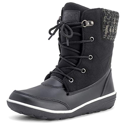 Mujer Térmico Pato Invierno Impermeable Nieve Piel Sintética Durable Botines - Negro - UK7/EU40 - YC0509 Mujer Térmico Pato Invierno Impermeable Nieve Piel Sintética Durable Botines - Negro - UK7/EU40 - YC0509