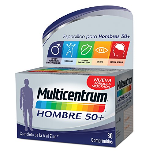 Multicentrum Hombre 50+, Complemento Alimenticio con 13 Vitaminas y 11 Minerales, para Hombres a partir de los 50 años - 30 Comprimidos Multicentrum Hombre 50+, Complemento Alimenticio con 13 Vitaminas y 11 Minerales, para Hombres a partir de los 50 años - 30 Comprimidos