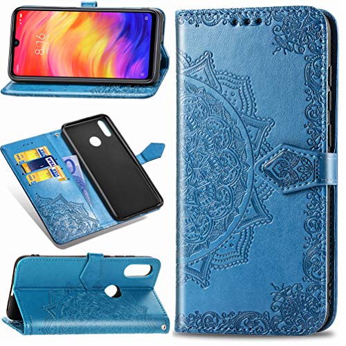 MUSESHOP Funda Xiaomi Redmi Note 7, Estuche de Cuero Estampado Mandala Libro de Cuero con Tapa y Cartera, Carcasa PU Leather con TPU Silicona Case Interna Suave - Azul MUSESHOP Funda Xiaomi Redmi Note 7, Estuche de Cuero Estampado Mandala Libro de Cuero con Tapa y Cartera, Carcasa PU Leather con TPU Silicona Case Interna Suave - Azul