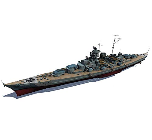 MxZas Battleship - Juego de cazadores militares, 1/700, escalera de segunda guerra mundial, Alemania Bismarck Battleship, juguete para niños, 13 x 2,4 x 1,7 pulgadas