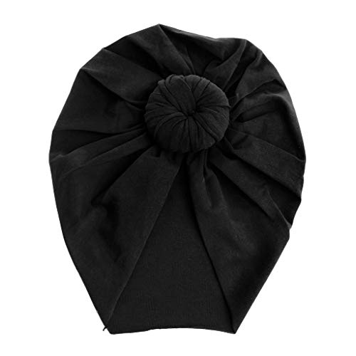 MYhose Baby Turbante Top Knot Hat Niño Niños Niño Niña India Beanie Hat Lovely Soft Newborn Headwear Fotografía Accesorios Accesorios Negro