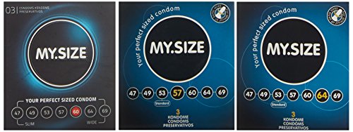 My.Size - Set de preservativos (3 unidades, tallas disponibles: 57, 60 y 64 mm)