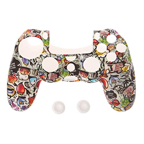 NA. RipengPI - Funda protectora para mando de mando de mando de mando y mando de mando + 2 tapas de agarre para PS4 NA. RipengPI - Funda protectora para mando de mando de mando de mando y mando de mando + 2 tapas de agarre para PS4