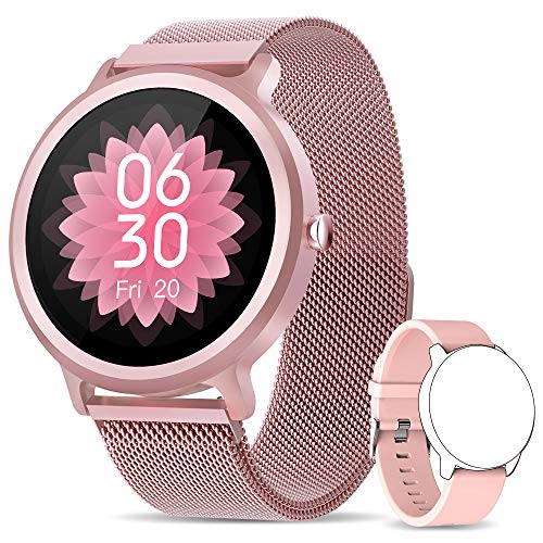 NAIXUES Smartwatch Mujer, Reloj Inteligente IP68 con 24 Modos de Deporte, Pulsómetro, Monitor de Sueño, Notificaciones Inteligentes, 1.28 Inch Pantalla Táctil Completo Smartwatch para Mujer