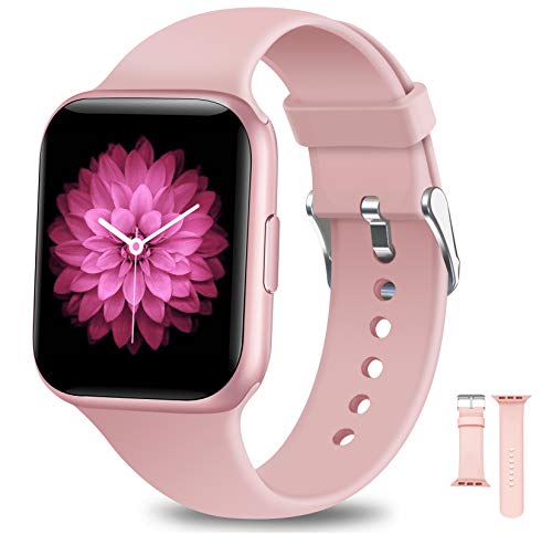 NAIXUES Smartwatch, Reloj Inteligente Impermeable IP68 para Mujer, Reloj Deportivo con Monitor de Sueño Pulsómetro Podómetro Notifica Whatsapp, Pulsera Actividad Inteligente para Android iOS (Rosa)