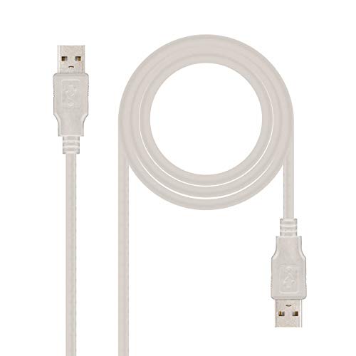NANOCABLE 10.01.0302 - Cable USB 2.0, Tipo A/M-A/M, Macho-Macho Beige, 1mts