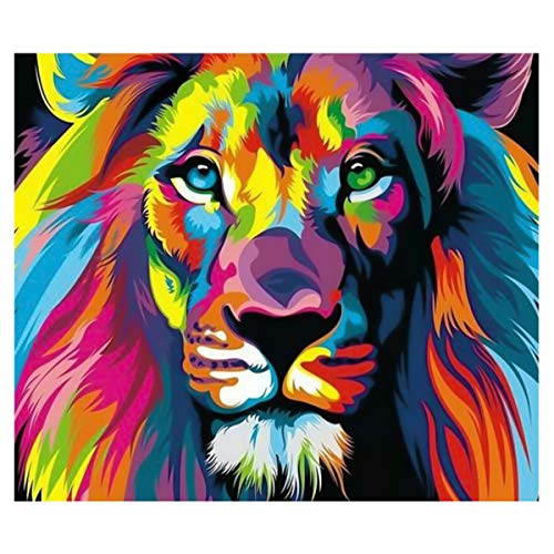 NATUCE Pintar por Numeros para Adultos Niños Pintura por Números con Pinceles y Pinturas Decoraciones, DIY Conjunto Completo de Pinturas para el Hogar Colorido León (16*20 Pulgadas, Sin Marco)