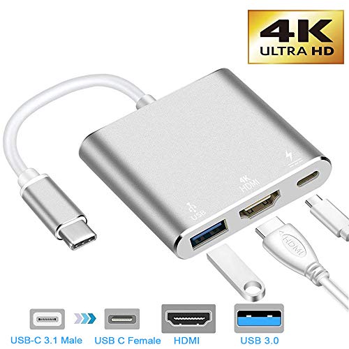 neefeaer Adaptador USB C a HDMI, Hub Tipo C USB 3.1 a HDMI 4K / USB 3.0 / USB compatible con Chromebook/Samsung Galaxy S8/S9, MacBook Air, iPad Pro 2020,Dell XPS 13/15