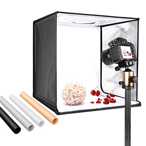 Neewer Caja Luz Foto Estudio 50cm Tienda Luz Disparo Brillo Ajustable Plegable Portátil Mesa Profesional Kit de Iluminación Fotografía 120 Luces LED 4 Colores Fondos