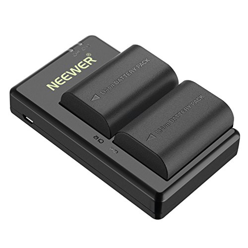 Neewer LP-E6 LP-E6N Juego Cargador de Batería Recargable para Canon 5D Mark II III IV 5Ds 6D 70D 80D y Más (2 Baterías de Cámara 2000 mAh Opción de Carga Versátil con USB) Negro