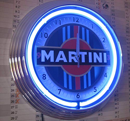Neon reloj Neon Clock - MARTINI RACING - Reloj de pared iluminado con rojo neon Anillo.