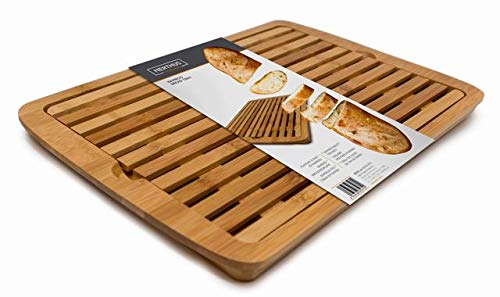 Nerthus FIH 675 Corte Bambú con depósito de Migas, Tabla de Cocina Especialmente diseñada para Pan