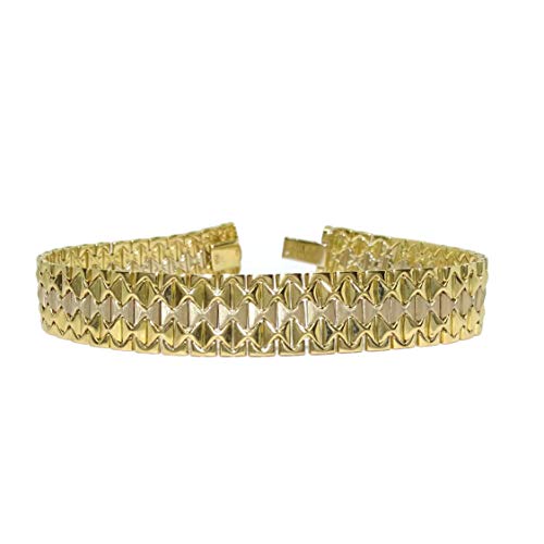 Never Say Never Pulsera de Oro Amarillo y Oro Blanco Mate y Brillo de 18k Tipo Malla Italiana Semi-rígida de 1.20cm de Ancha y 18.50cm de Larga. Peso; 25.90gr de Oro de 18k Never Say Never Pulsera de Oro Amarillo y Oro Blanco Mate y Brillo de 18k Tipo Malla Italiana Semi-rígida de 1.20cm de Ancha y 18.50cm de Larga. Peso; 25.90gr de Oro de 18k