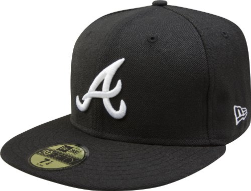 New Era Atlanta Braves Black on Black Cap 5950 Basic Fitted Team Basecap 6 7/8-8(7 5/8)