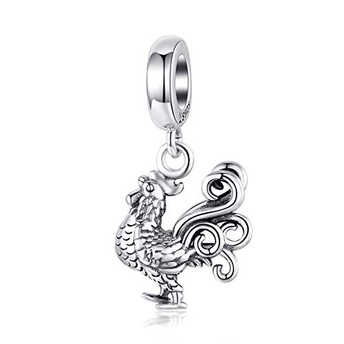 NewL Colgante de plata 925 con colgante de plata 925 Orginal 925 para pulsera o collar con diseño de gallo valiente