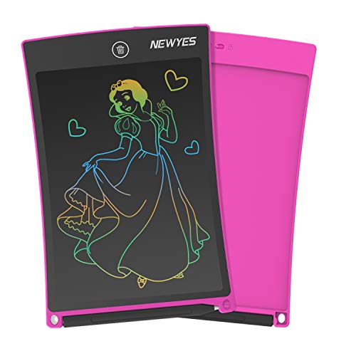 NEWYES Tableta de Escritura LCD a Color, Pizarra Digital, Tablet para Dibujar para Niños 8.5 Pulgadas (Rosa)