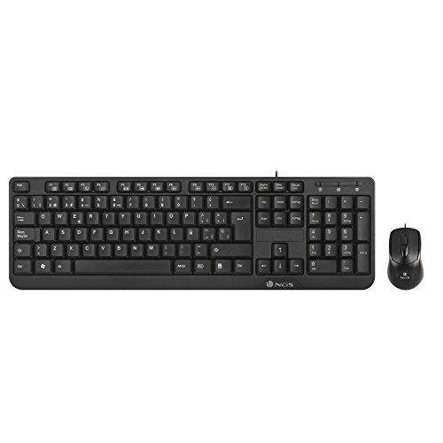 NGS COCOAKIT Kit de Teclado Multimedia y Ratón Óptico con Cable, 1000dpi, USB (QWERTY Español)