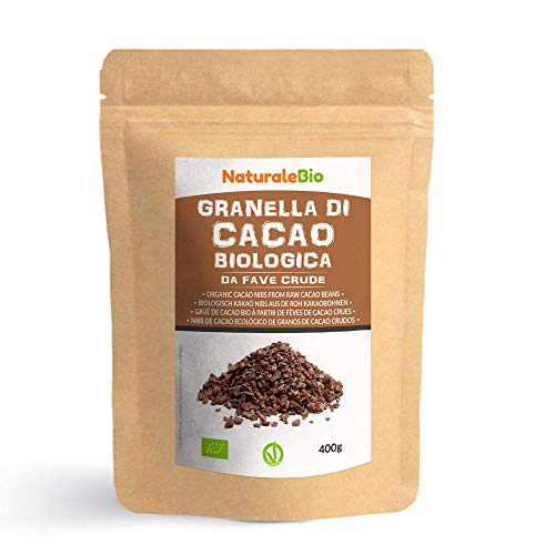 Nibs de Cacao Crudo Ecológico 400 g. 100 % Puntas de Cacao Bio, Natural y Puro. Cultivado en Perú a partir de la planta Theobroma cacao. Fuente de magnesio, potasio y hierro. NaturaleBio Nibs de Cacao Crudo Ecológico 400 g. 100 % Puntas de Cacao Bio, Natural y Puro. Cultivado en Perú a partir de la planta Theobroma cacao. Fuente de magnesio, potasio y hierro. NaturaleBio