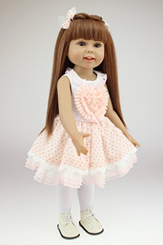 Nicery 18inch Lovely Girl Reborn muñeca de Juguete Suave de Alta Vinilo 45cm Realista móvil de la Sonrisa del Corazon de Princesa Pink Reborn Baby Reborn Doll