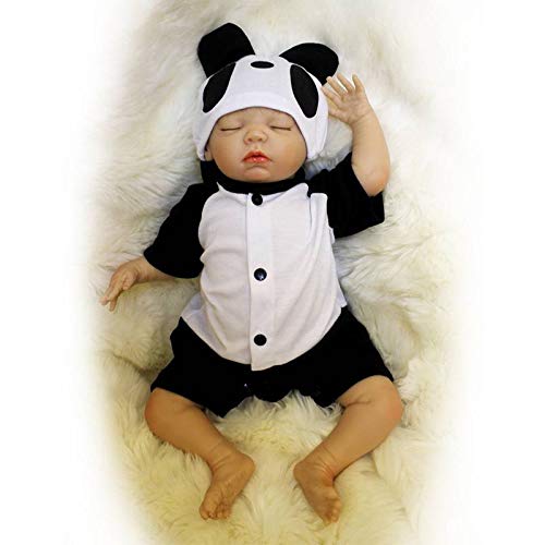 Nicery Reborn Baby Doll Muñeca Renacida Vinilo de Silicona de Simulación Suave 16-18 Pulgadas 40-45cm Boca Realista Vivo Niño Niña Juguete vívido Ropa de Panda RD45C001C-OTD