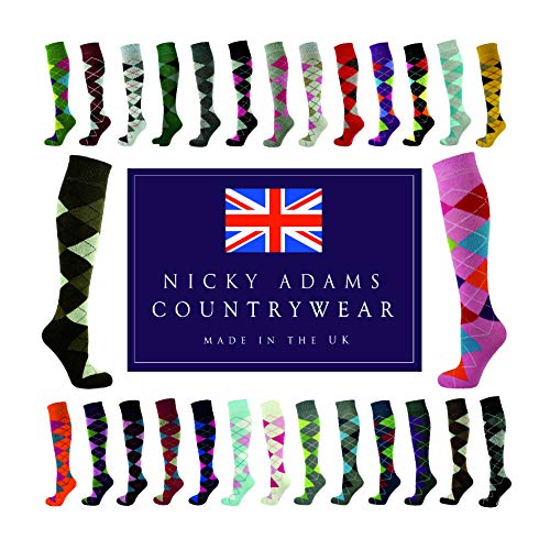 Nicky Adams Rombos Equitación Calcetines Mujer Hombre Mujer Ecuestre Caballo Largo 80% de Algodón Diamante Patrón Unisex hasta la Rodilla - Calcetines de Rombos Cualquier 3, 3-6 Nicky Adams Rombos Equitación Calcetines Mujer Hombre Mujer Ecuestre Caballo Largo 80% de Algodón Diamante Patrón Unisex hasta la Rodilla - Calcetines de Rombos Cualquier 3, 3-6