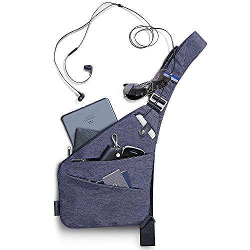 NIID-Fino Classic Sling Shoulder Crossbody Chest Bag Slim Backpack Multiuso Daypack (Jazz Azul, Mano Izquierda)