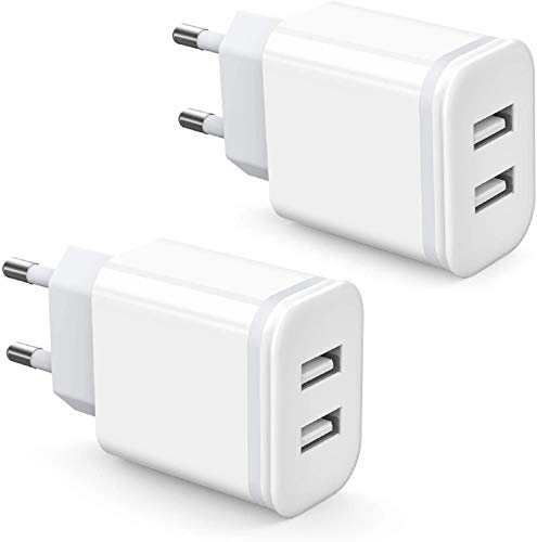 Niluoya Cargador USB Pared con Dos USB Puertos 5V 2.1A 2-Pack Adaptador Universal Enchufe Móvil Replacement for iPhone X Xs MAX XR 8 7 6 6S Plus 5S 11 Pro, Samsung Galaxy, Xiami Redmi, Huawei, Android Niluoya Cargador USB Pared con Dos USB Puertos 5V 2.1A 2-Pack Adaptador Universal Enchufe Móvil Replacement for iPhone X Xs MAX XR 8 7 6 6S Plus 5S 11 Pro, Samsung Galaxy, Xiami Redmi, Huawei, Android