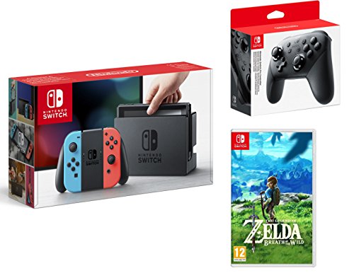 Nintendo Switch consola 32gb azul/rojo Neón + The Legend of Zelda: Breath of the Wild + Nintendo Switch Pro Controller Nintendo Switch consola 32gb azul/rojo Neón + The Legend of Zelda: Breath of the Wild + Nintendo Switch Pro Controller