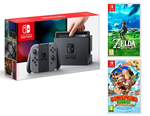 Nintendo Switch gris 32 gb Pack + Zelda: Breath of the Wild + Donkey Kong: Tropical Freeze