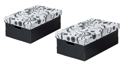 Nips 110249253 Eco Line Tendri 2 - Cajas de almacenaje (2 unidades, 32 x 45,5 x 19 cm, con tapadera), color blanco y negro
