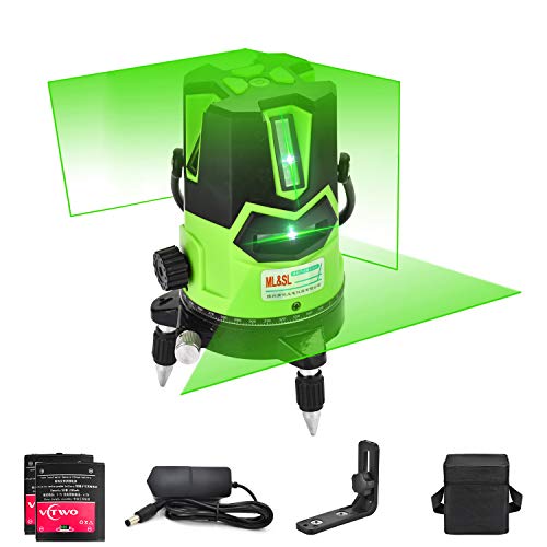 Nivel láser de haz verde 3D- nivel láser autonivelante Línea de cruce vertical horizontal con punto de plomada hacia abajo, base giratoria de 360 °