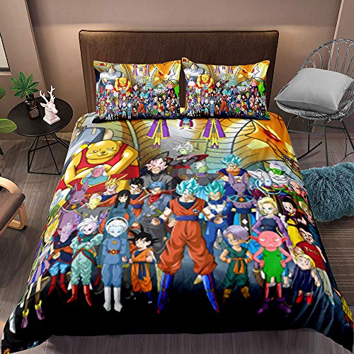 None Brand Dragon Ball Juego de cama con funda de edredón y 2 fundas de almohada de microfibra ligera, regalos para fans del anime (06, doble 200 x 200 cm)