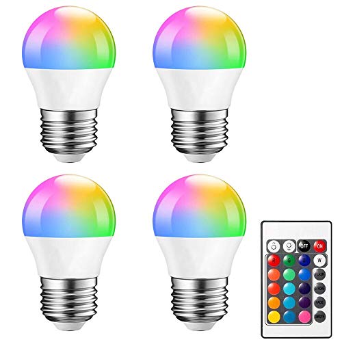 Noobibaba Bombillas LED de cambio de color con mando a distancia, 10 W, A60, E27, base media, para Halloween, decoración de Navidad, hogar, bar, fiesta, pub mood, lighting, 100-265 V, 4 unidades Noobibaba Bombillas LED de cambio de color con mando a distancia, 10 W, A60, E27, base media, para Halloween, decoración de Navidad, hogar, bar, fiesta, pub mood, lighting, 100-265 V, 4 unidades