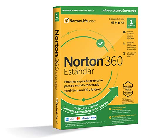 Norton 360 Estándar 2021 - Antivirus software para 1 Dispositivo y 1 año de suscripción con renovación automática, Secure VPN y Gestor de contraseñas, para PC, Mac tableta o smartphone Norton 360 Estándar 2021 - Antivirus software para 1 Dispositivo y 1 año de suscripción con renovación automática, Secure VPN y Gestor de contraseñas, para PC, Mac tableta o smartphone