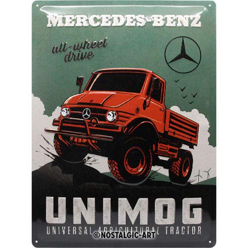 Nostalgic-Art Cartel de chapa retro Mercedes-Benz – Unimog – Idea de regalo para los fans de los coches, metálico, Diseño vintage, 30 x 40 cm Nostalgic-Art Cartel de chapa retro Mercedes-Benz – Unimog – Idea de regalo para los fans de los coches, metálico, Diseño vintage, 30 x 40 cm