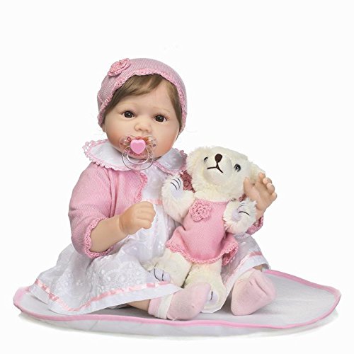 NPKDOLL 22 pulgadas 55cm Reborn Doll Baby Muñeca Renacida Vinilo de Silicona de Simulación Suave Niño Niña Regalo Juguete Realista Cumpleaños a71