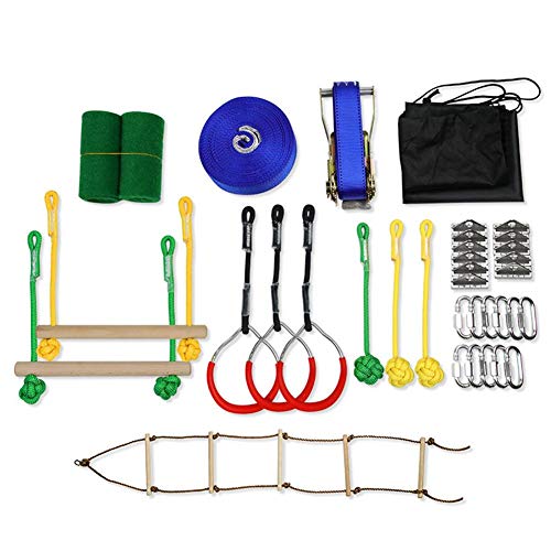 N/T Barreras de slackline para niños, Ninja Warrior, obstáculos, línea de obstáculos, equipo de entrenamiento para exteriores, patio trasero, diversión para niños, adultos y familia N/T Barreras de slackline para niños, Ninja Warrior, obstáculos, línea de obstáculos, equipo de entrenamiento para exteriores, patio trasero, diversión para niños, adultos y familia