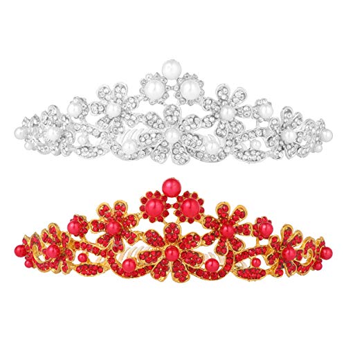 Nupcial Creamic Flower Hair Crown Artificial Pearl Tiara Iron Leaves Wedding Hair Hoop Mujeres Headwear Hair Jewelry