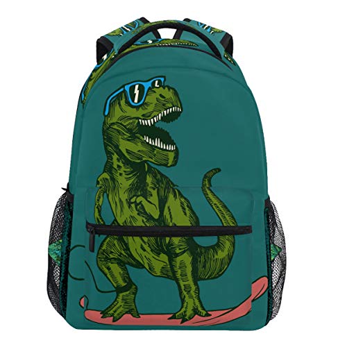 Oarencol Happy Dinosaur Surfer Usando Gafas de Sol Dibujo Mochilas Escolar Libro de Viaje Universitario Bolsa de Hombro para Mujeres Niñas Hombres