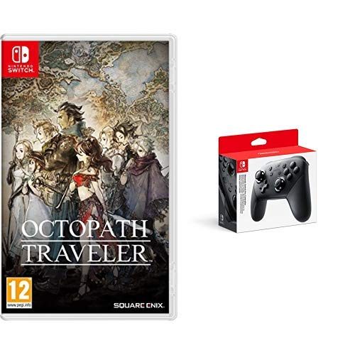 Octopath Traveler - Edición Estándar & Nintendo Switch - Mando Pro Controller, Con Cable USB