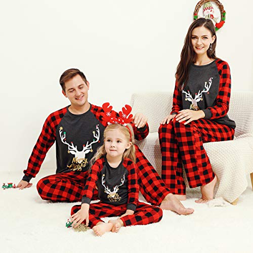 OhhGo - Conjunto de pijama de Navidad para familia, pijama a juego para mujer, hombre, niño y bebé