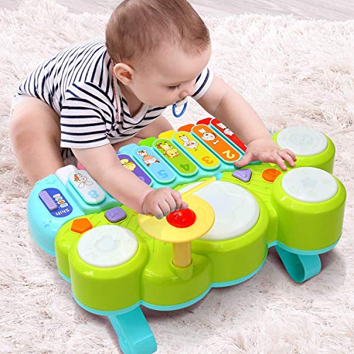 Ohuhu Juguete Musical del Bebé Mesa multifunción para niños, con Juegos de Tambor, Teclado de Piano para Descubrir y Tocar o xilófono. Juguetes de Aprendizaje para bebé