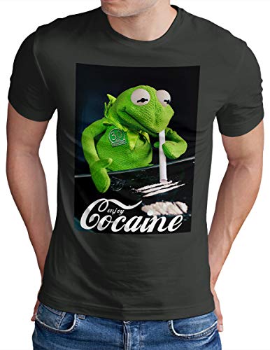 OM3® Enjoy-Cocaine-Frog - Camiseta para hombre con logotipo de Kokain gris oscuro XXXXL