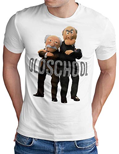 OM3® Old-School – Camiseta para hombre – Waldorf and Statler Sons of Ironists – S – 4XL Blanco L