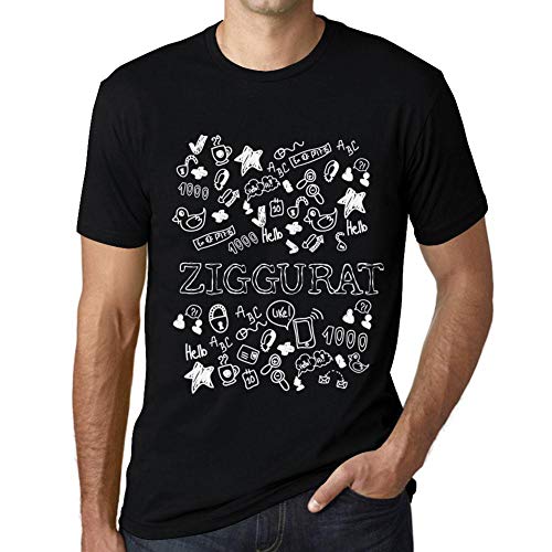 One in the City Hombre Camiseta Vintage T-Shirt Gráfico Doodle Art Ziggurat Negro Profundo Texto Blanco