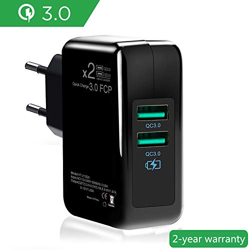 ONELY Quick Charge 3.0 USB Cargador Rápido Cargador, 30W Doble QC3.02.0 Smart Alimentador USB Adaptador de Alimentación y Carga Cargador para SamsungiPhoneiPad Huawei Google (Black) ONELY Quick Charge 3.0 USB Cargador Rápido Cargador, 30W Doble QC3.02.0 Smart Alimentador USB Adaptador de Alimentación y Carga Cargador para SamsungiPhoneiPad Huawei Google (Black)