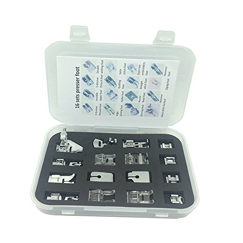 Onerbuy profesional juego de doméstica Máquina de coser prensatelas pie pies Kit de fijación para bajo vástago Brother, Singer, Viking, Janome, simplicidad, Kenmore (16pcs presser foot) Onerbuy profesional juego de doméstica Máquina de coser prensatelas pie pies Kit de fijación para bajo vástago Brother, Singer, Viking, Janome, simplicidad, Kenmore (16pcs presser foot)