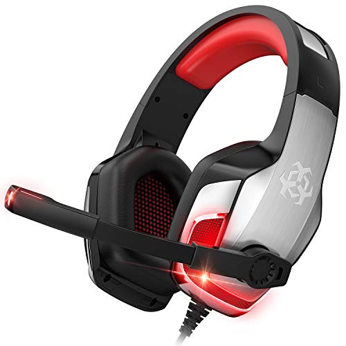 ONIKUMA Auriculares Xbox, Auriculares para Juegos para PS4, Xbox One, Nintendo Switch, PC, Mac, Laptop, Cascos para Colocar Sobre las Orejas con Micrófono, Sonido Envolvente de Graves, Orejeras Suaves